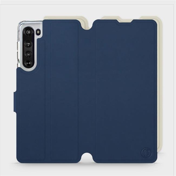 Hülle für Motorola Edge - Farbe Marineblau mit Platin