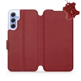 Etui ze skóry naturalnej do Samsung Galaxy A34 5G - wzór Dark Red Leather