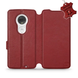 Phone Case Motorola Moto G7 - Design Dark Red Leather