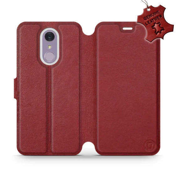 Phone Case LG Q7 - Design Dark Red Leather