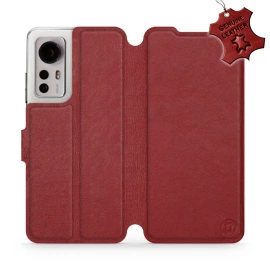 Phone Case Xiaomi 12 - Design Dark Red Leather