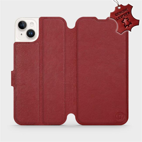 Phone Case Apple iPhone 14 Plus - Design Dark Red Leather