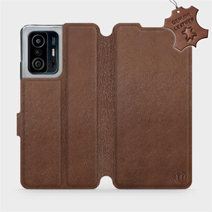 Etui ze skóry naturalnej do Xiaomi 11T - wzór Brown Leather