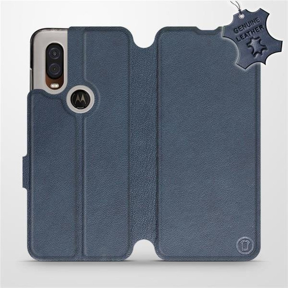 Phone Case Motorola One Vision - Design Blue Leather