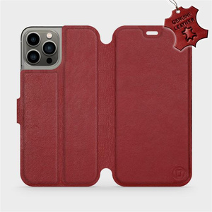 Phone Case Apple iPhone 13 Pro - Design Dark Red Leather