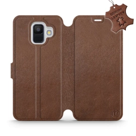 Etui ze skóry naturalnej do Samsung Galaxy A6 - wzór Brown Leather