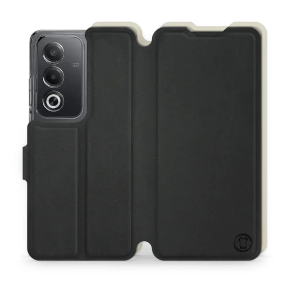 Etui Soft Touch do OPPO A80 5G - wzór Satynowa czerń z platyną