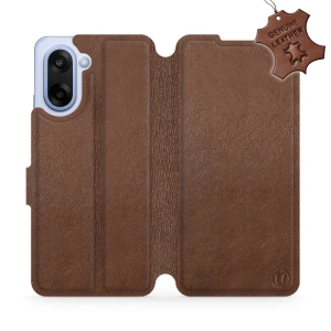 Etui ze skóry naturalnej do OnePlus Nord CE5 - wzór Brown Leather