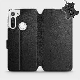 Phone Case Motorola Moto G8 - Design Black Leather