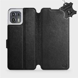 Etui ze skóry naturalnej do Motorola Edge 20 Lite - wzór Black Leather