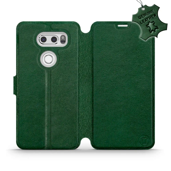 Etui ze skóry naturalnej do LG V30 - wzór Green Leather