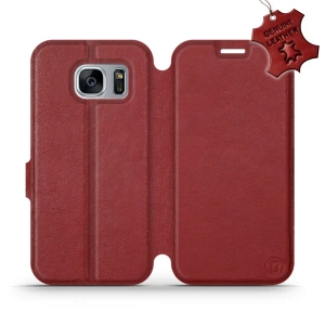 Etui ze skóry naturalnej do Samsung Galaxy S7 Edge - wzór Dark Red Leather
