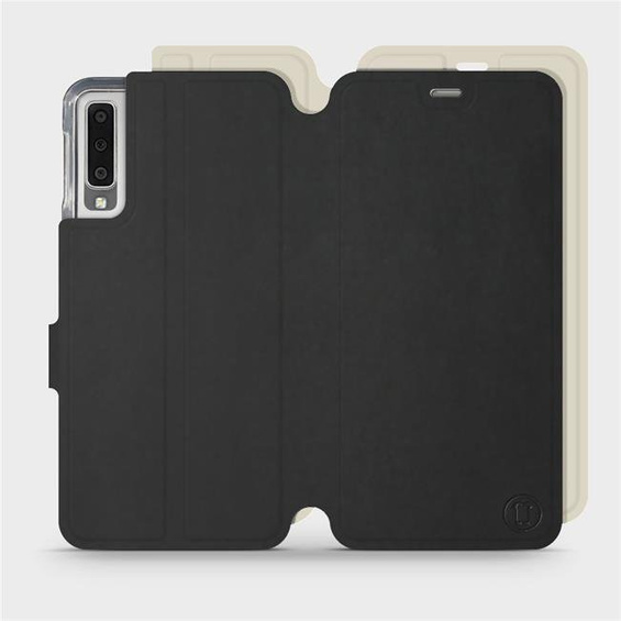 Etui Soft Touch do Samsung Galaxy A7 2018 - wzór Satynowa czerń z platyną