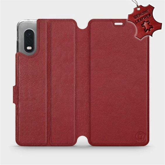 Etui ze skóry naturalnej do Samsung Galaxy Xcover PRO - wzór Dark Red Leather