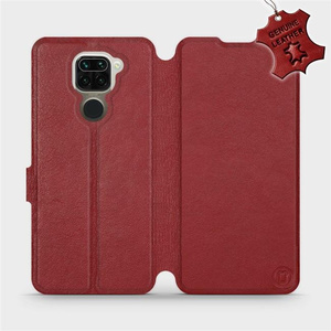 Phone Case Xiaomi Redmi Note 9 - Design Dark Red Leather