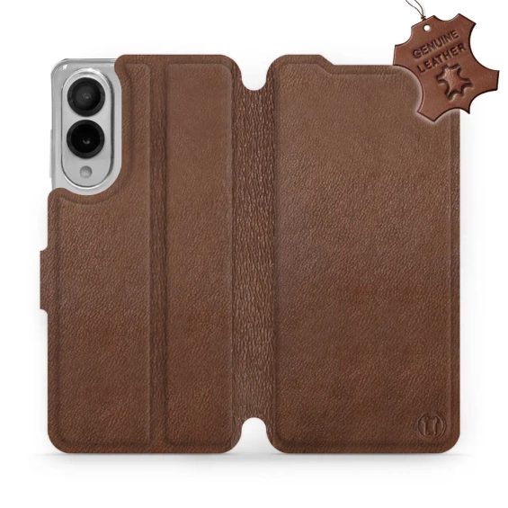 Etui ze skóry naturalnej do Samsung Galaxy S25 Edge - wzór Brown Leather