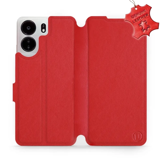 Etui ze skóry naturalnej do Xiaomi POCO C65 - wzór Red Leather