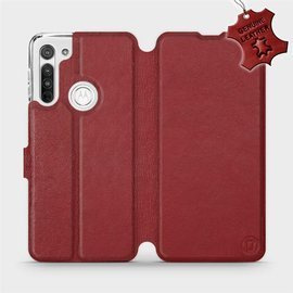 Phone Case Motorola Moto G8 - Design Dark Red Leather
