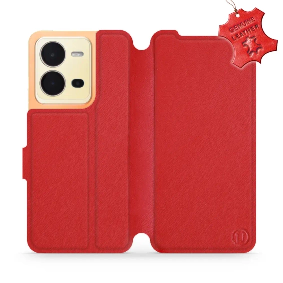 Phone Case Vivo X80 Lite - Design Red Leather