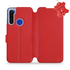 Etui ze skóry naturalnej do Xiaomi Redmi Note 8T - wzór Red Leather