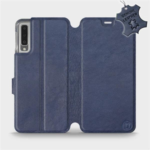 Phone Case Samsung Galaxy A7 2018 - Design Blue Leather