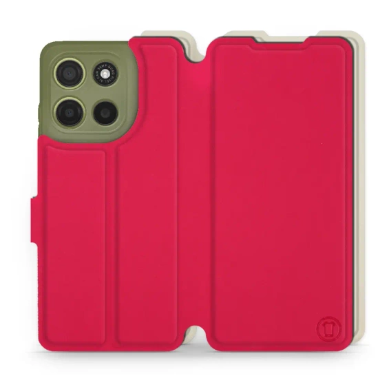 Etui Soft Touch do Motorola Moto G15 - wzór Żywa czerwień z platyną