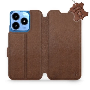 Etui ze skóry naturalnej do Realme C63 - wzór Brown Leather