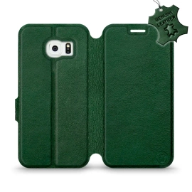 Etui ze skóry naturalnej do Samsung Galaxy S6 Edge - wzór Green Leather