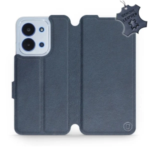 Etui ze skóry naturalnej do Xiaomi Redmi 15C - wzór Blue Leather