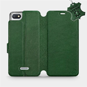 Etui ze skóry naturalnej do Xiaomi Redmi 6A - wzór Green Leather
