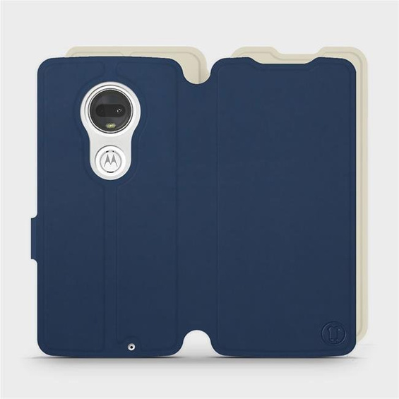 Hülle für Motorola Moto G7 Plus - Farbe Marineblau mit Platin