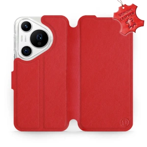 Etui ze skóry naturalnej do Huawei Pura 70 Pro - wzór Red Leather