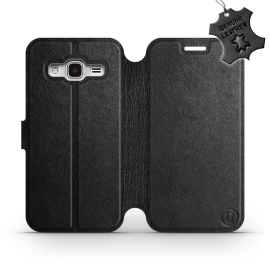 Etui ze skóry naturalnej do Samsung Galaxy J3 2016 - wzór Black Leather