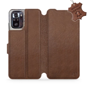 Etui ze skóry naturalnej do Xiaomi POCO M5s - wzór Brown Leather