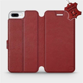 Etui ze skóry naturalnej do Apple iPhone 7 Plus - wzór Dark Red Leather