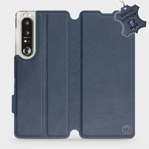 Etui ze skóry naturalnej do Sony Xperia 1 III - wzór Blue Leather