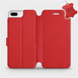 Etui ze skóry naturalnej do Apple iPhone 8 Plus - wzór Red Leather