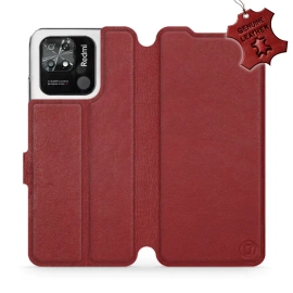 Phone Case Xiaomi Redmi 10C - Design Dark Red Leather