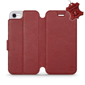 Etui ze skóry naturalnej do Apple iPhone 7 - wzór Dark Red Leather