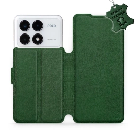 Etui ze skóry naturalnej do Xiaomi POCO F6 Pro - wzór Green Leather