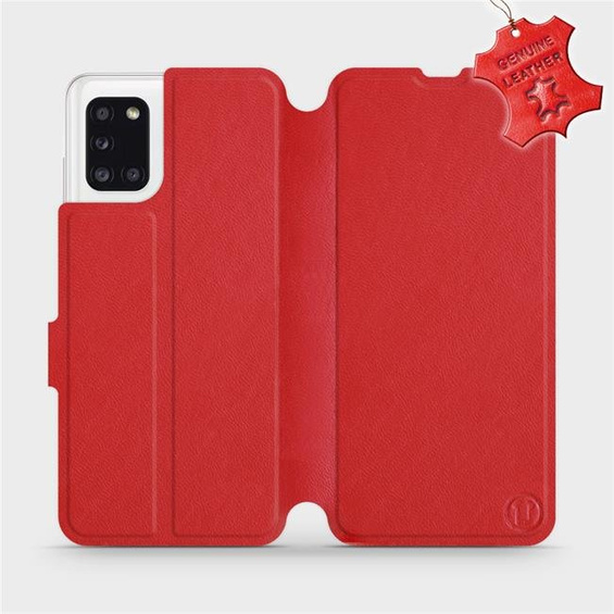 Etui ze skóry naturalnej do Samsung Galaxy A31 - wzór Red Leather