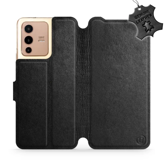 Phone Case Vivo V23 5G - Design Black Leather