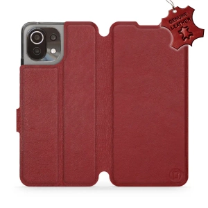 Phone Case Xiaomi Mi 11 Lite - Design Dark Red Leather