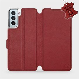Etui ze skóry naturalnej do Samsung Galaxy S21 Plus - wzór Dark Red Leather