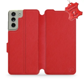 Phone Case Samsung Galaxy S21 FE - Design Red Leather