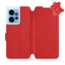 Etui ze skóry naturalnej do Xiaomi Redmi Note 12 4G - wzór Red Leather