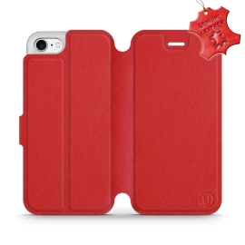 Etui ze skóry naturalnej do Apple iPhone 8 - wzór Red Leather