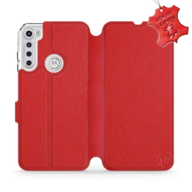 Phone Case Motorola One Fusion Plus - Design Red Leather