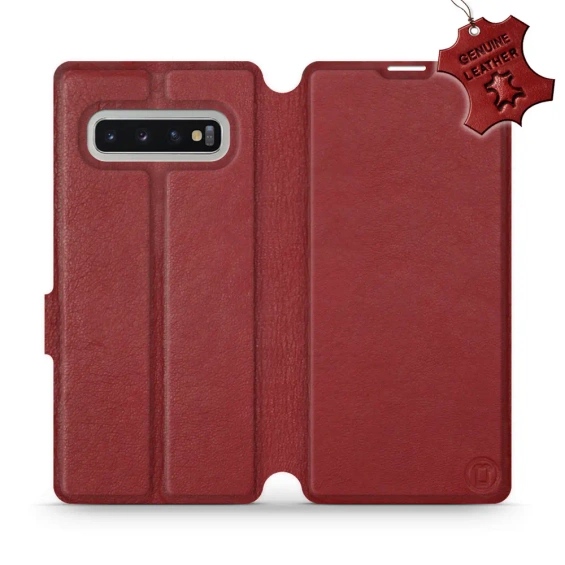 Phone Case Samsung Galaxy S10 Plus - Design Dark Red Leather