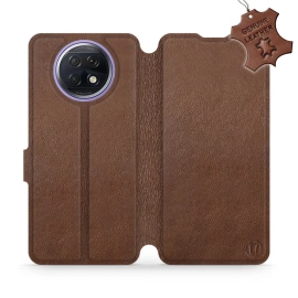 Etui ze skóry naturalnej do Xiaomi Redmi Note 9T - wzór Brown Leather